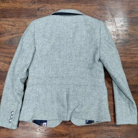 Talbots Wool Aberdeen Houndstooth Notch Lapel Single Breasted Blazer Gray US 2 - Picture 9 of 15